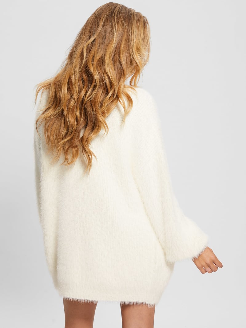 Guess Sahar Fuzzy Cardigan Sweater - Dove White