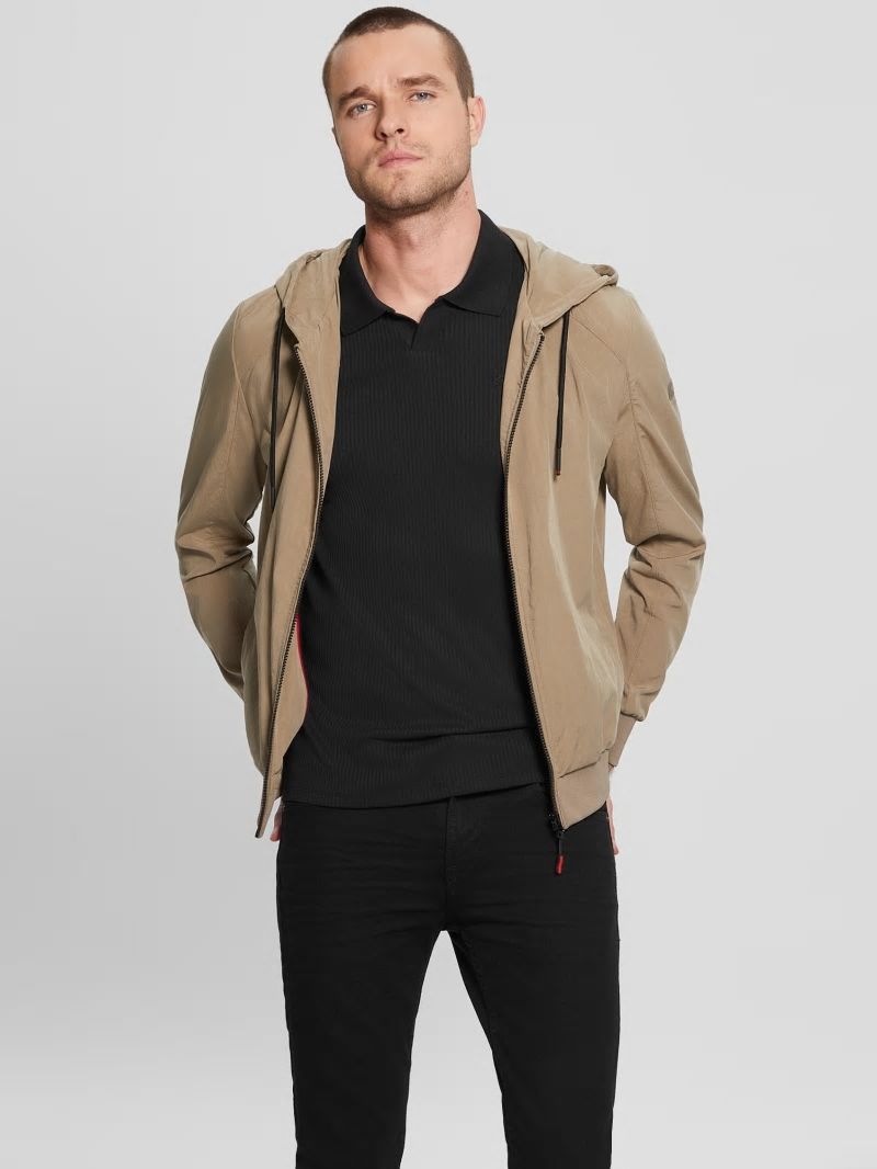 Guess Eco Tech Zip Hoodie - Walnut Shell