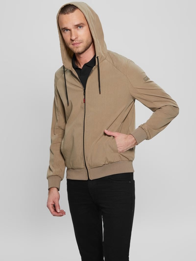 Guess Eco Tech Zip Hoodie - Walnut Shell