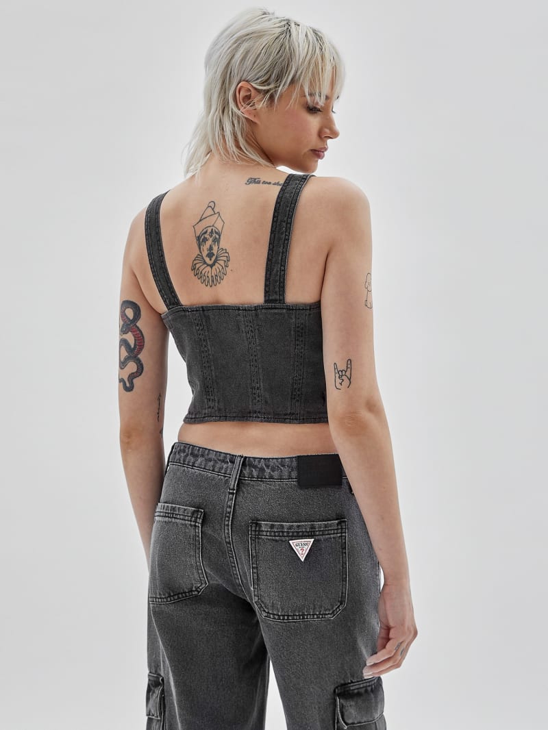 Guess GUESS Originals Bustier Denim Top - Go Washed Grey