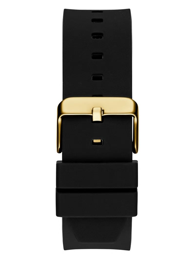 Guess Gold-Tone and Black Silicone Multifunctional Watch - Black Snakeskin