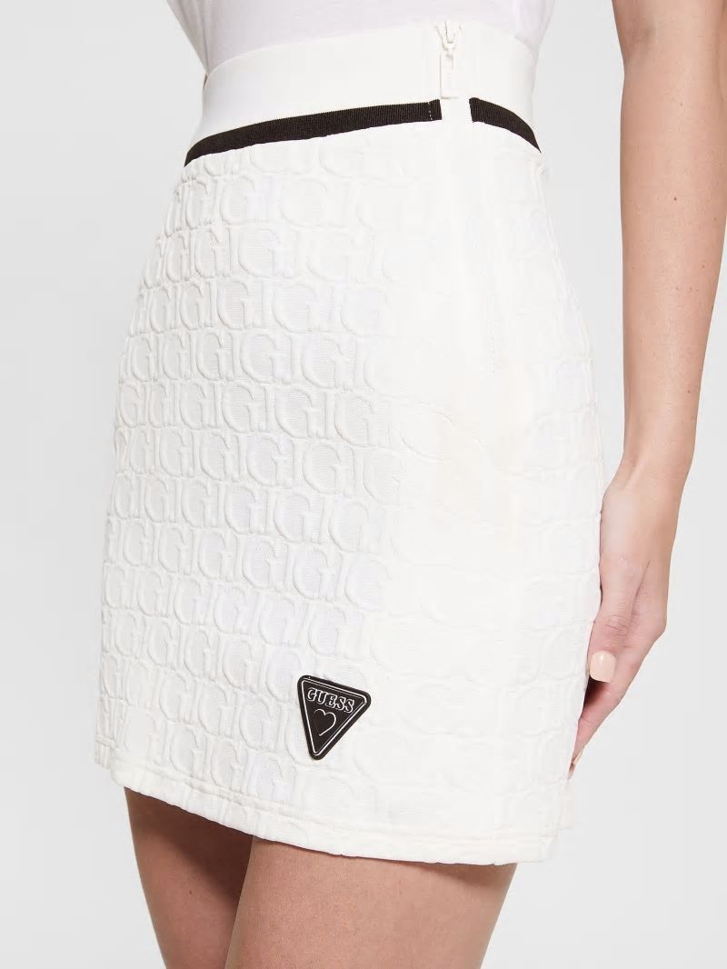 Guess Cheri Signature Skirt - Gj Sprit White Jacquard