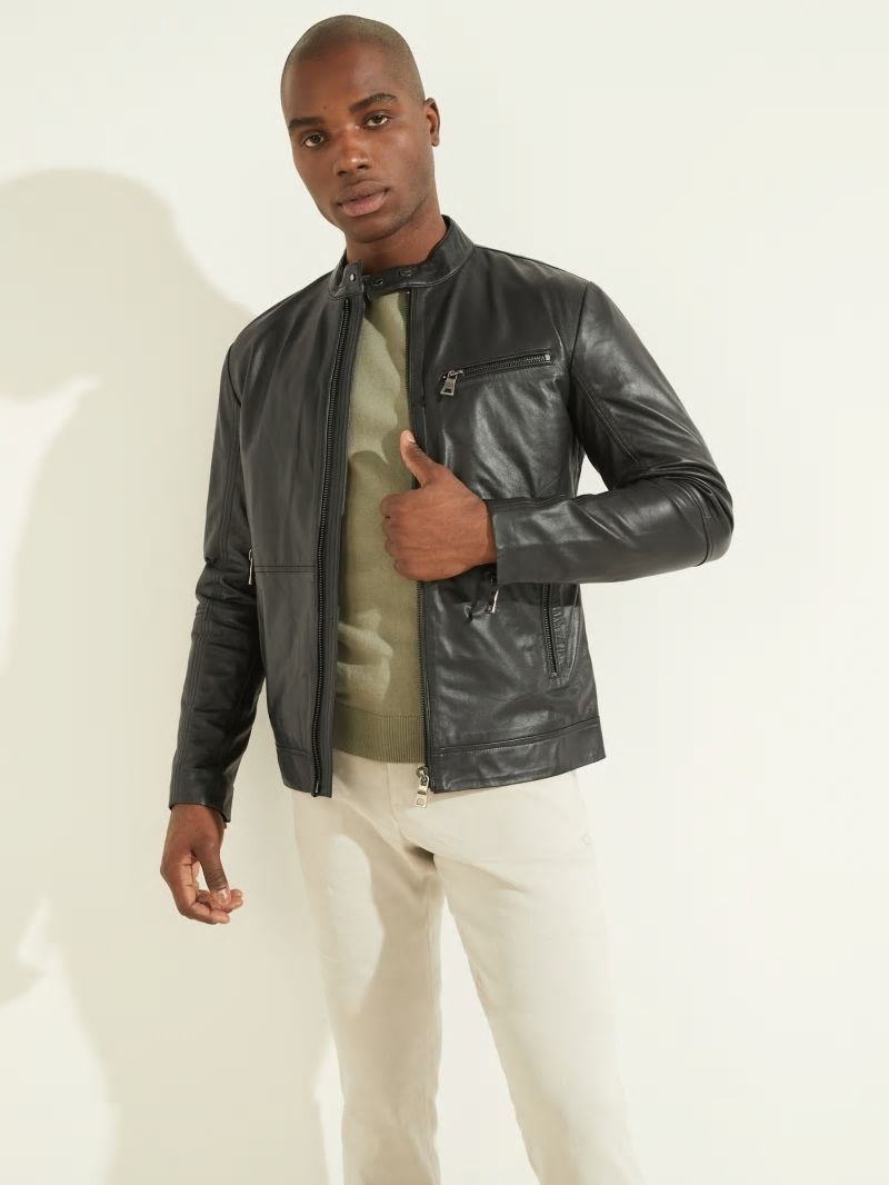 Guess Leather Biker Jacket - Black