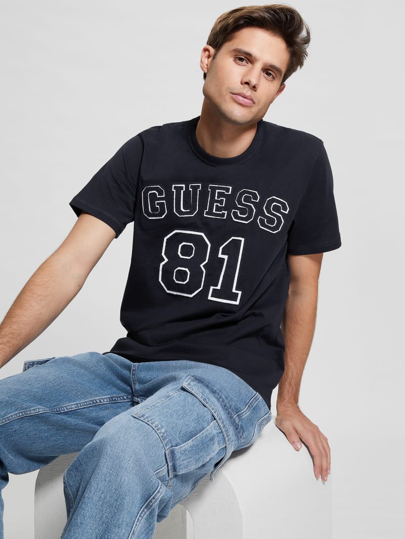 Guess Eco Signature Patch Tee - Bleu éLéGant