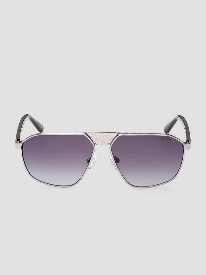 Guess Aviator G Cube Sunglasses - Silver