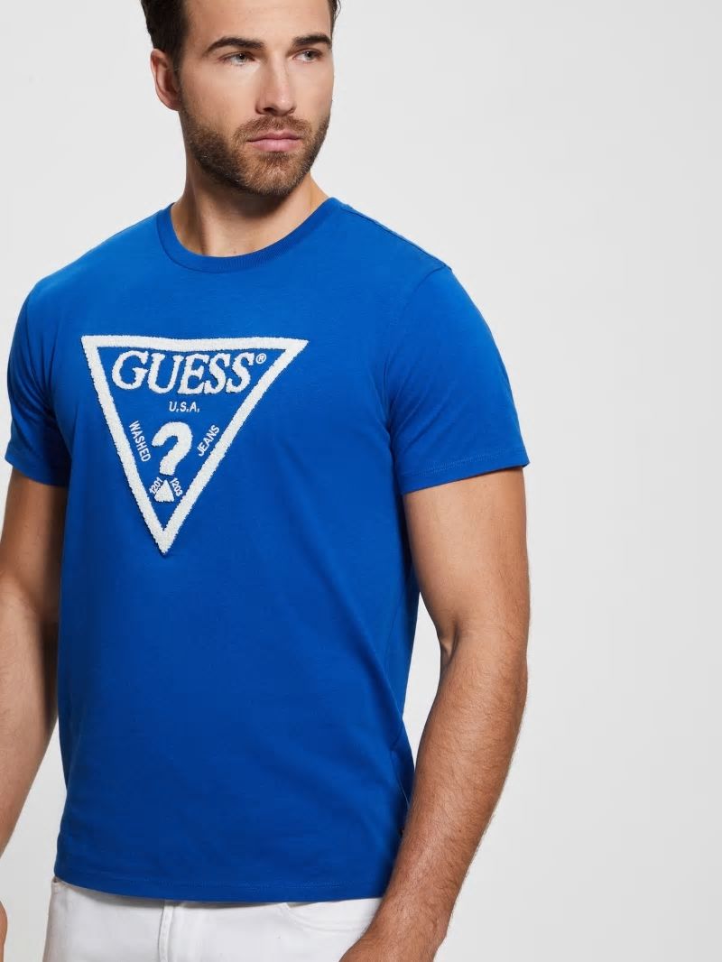 Guess Eco Embroidered Logo Tee - Blue Maya