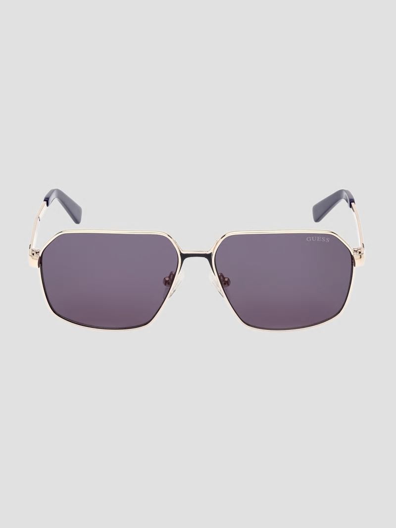 Guess Otto Navigator Metal Sunglasses - 32v Gold