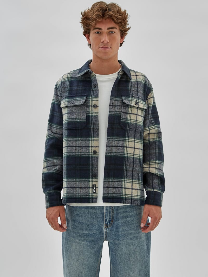 Guess GUESS Originals Plaid Overshirt - Go Navy Plaid