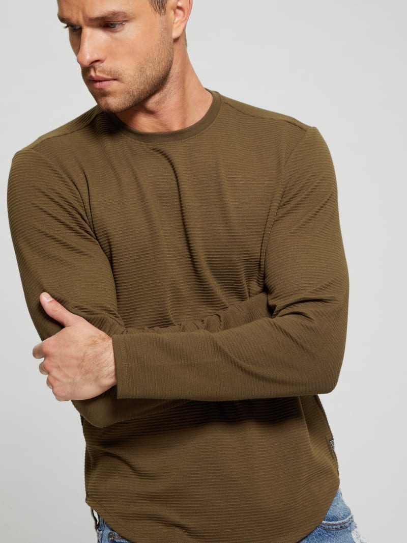 Guess Textured Long-sleeve Tee - Arsenal Green