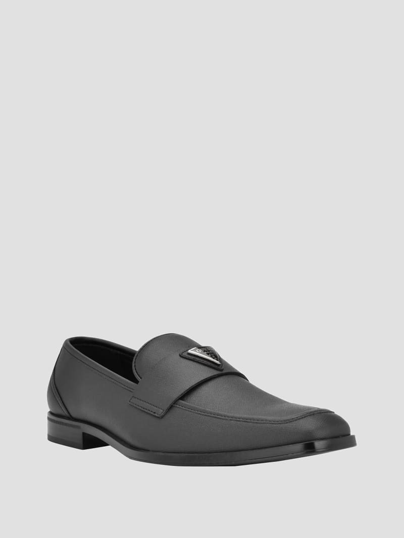 Guess Hemmer Triangle Logo Loafers - Black Leather