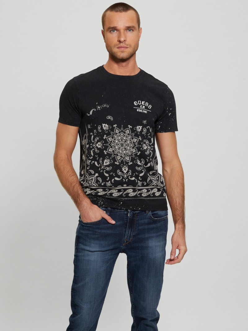 Guess Bandana Border Tee - Jet Black Multi