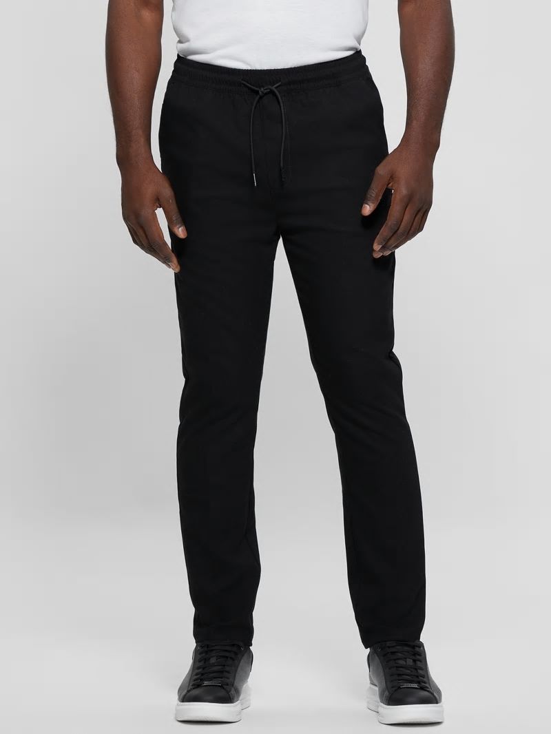 Guess Harper Woven Tapered Pant - Jet Black Multi