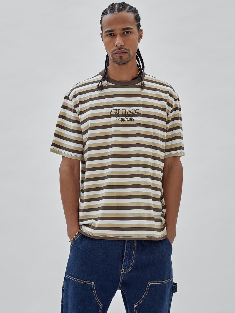 Guess GUESS Originals Eco Striped Tee - Coarse Brown Multi