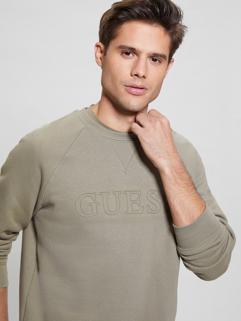 Guess Eco Aldwin Logo Sweatshirt - Mossy Green