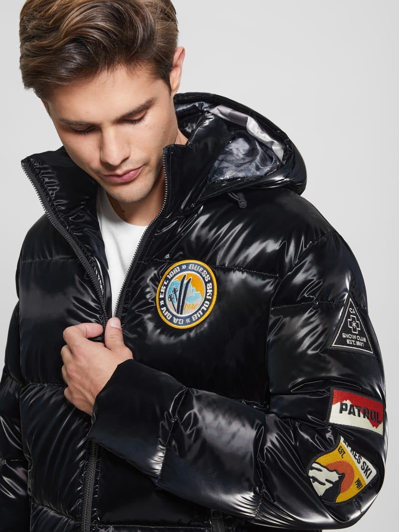 Guess Arctic Patch Puffer Jacket - Jet Black Multi