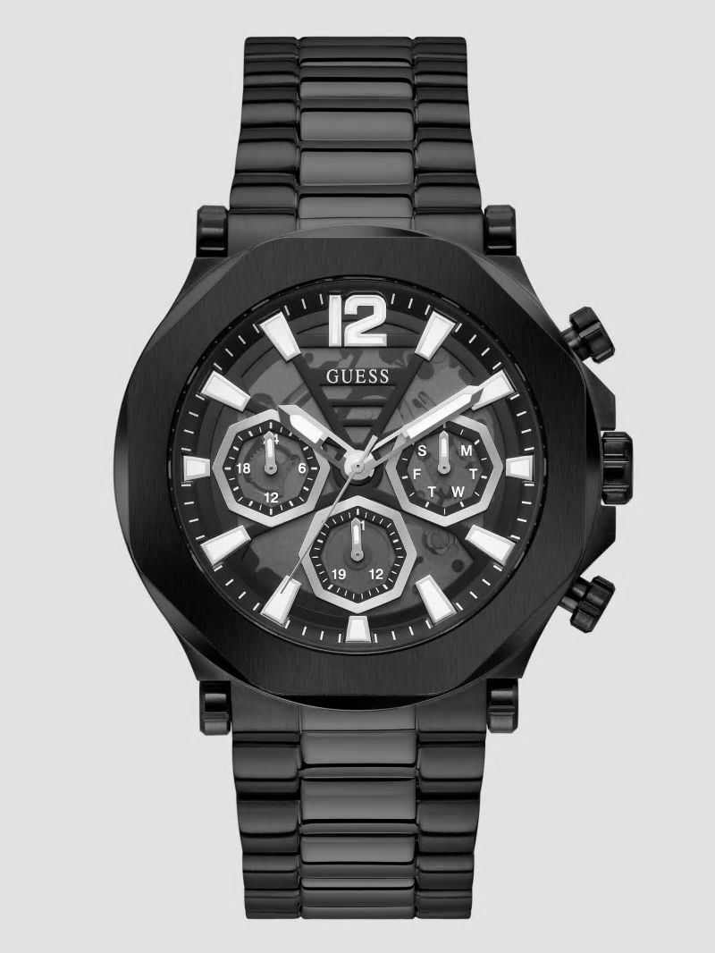 Guess Black Cut-Through Multifunction Watch - Gunmetal