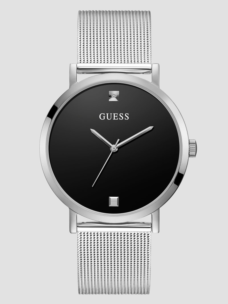 Guess Silver-Tone Mesh Diamond Analog Watch - Rose Gold