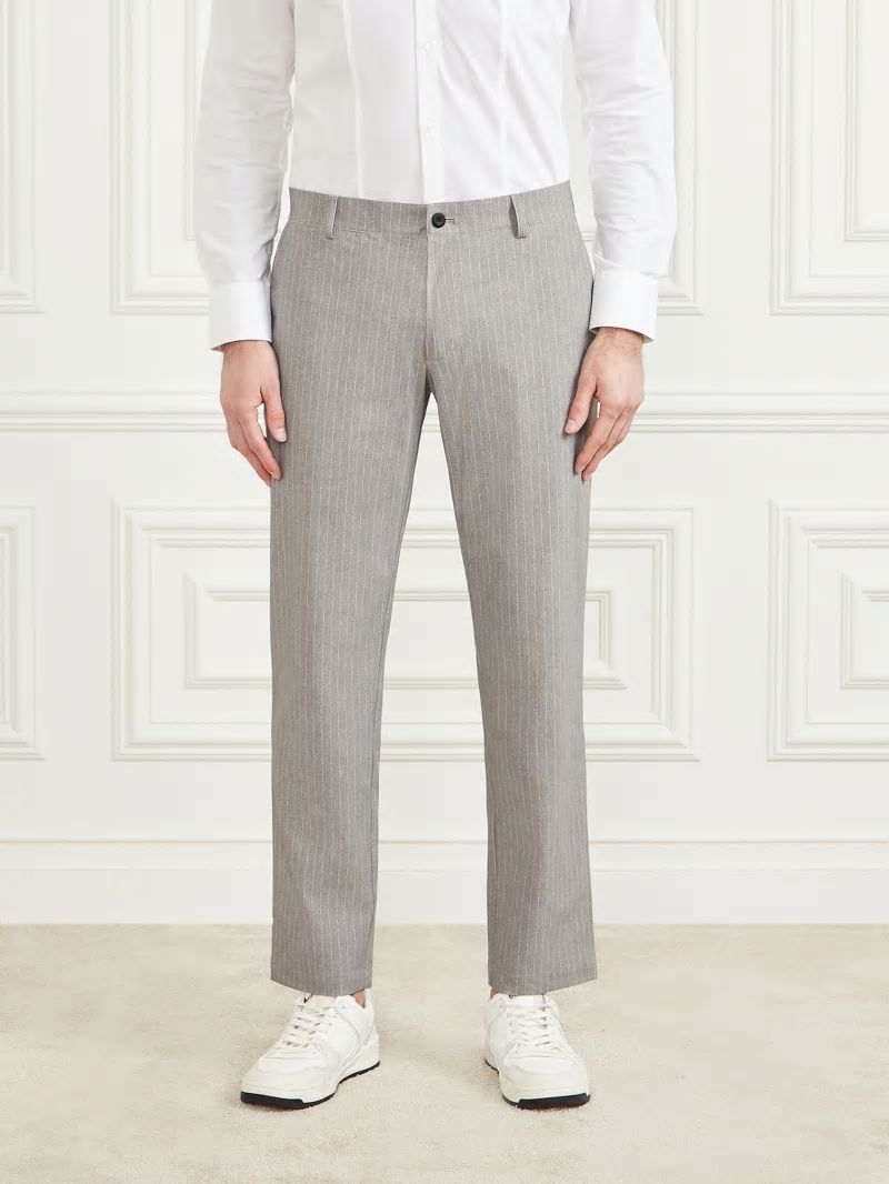 Guess Connor Performing Chino Pants - Light Wool Grey Pinstripe