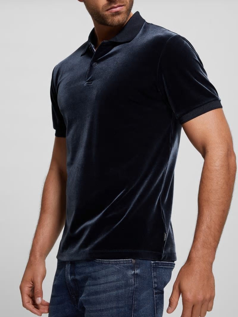 Guess Rio Liquid Velvet Polo - Bleu éLéGant