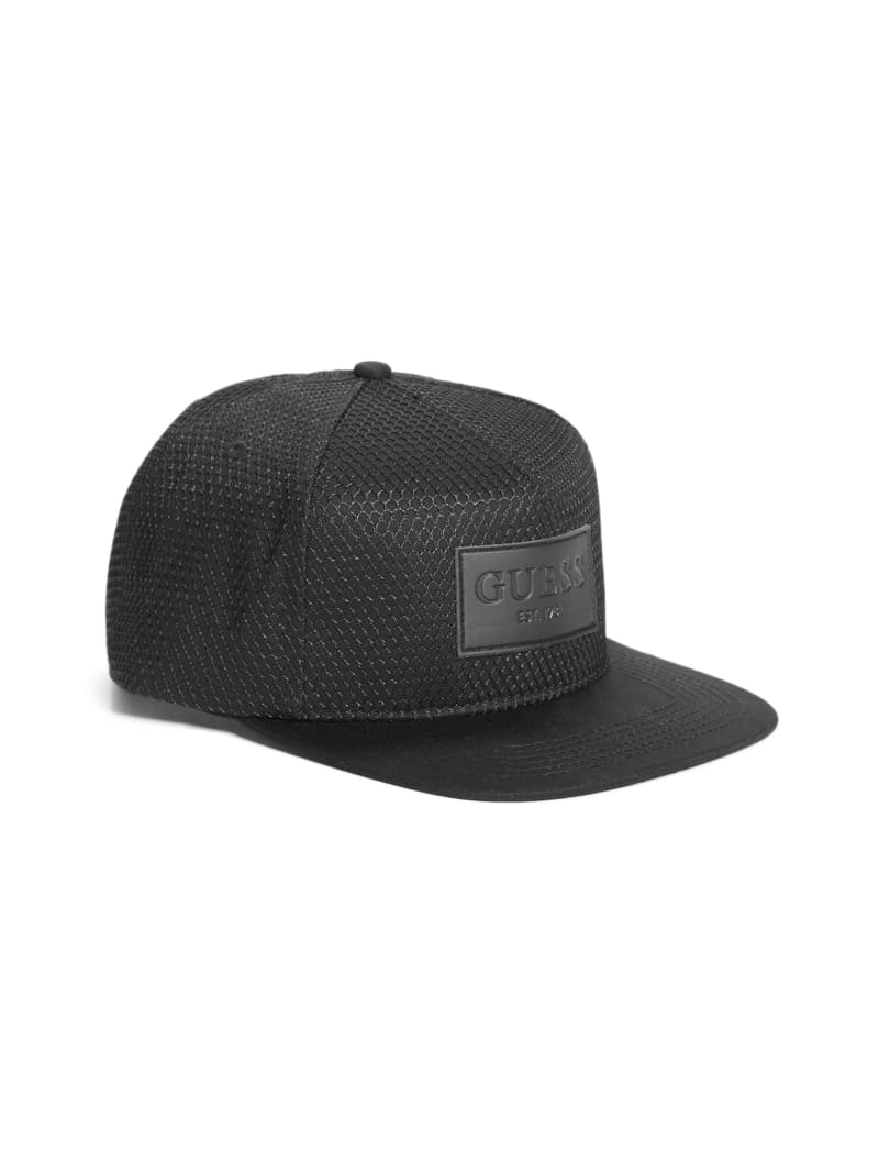 Guess Dave Mesh Flat Brim Snapback Hat - Black