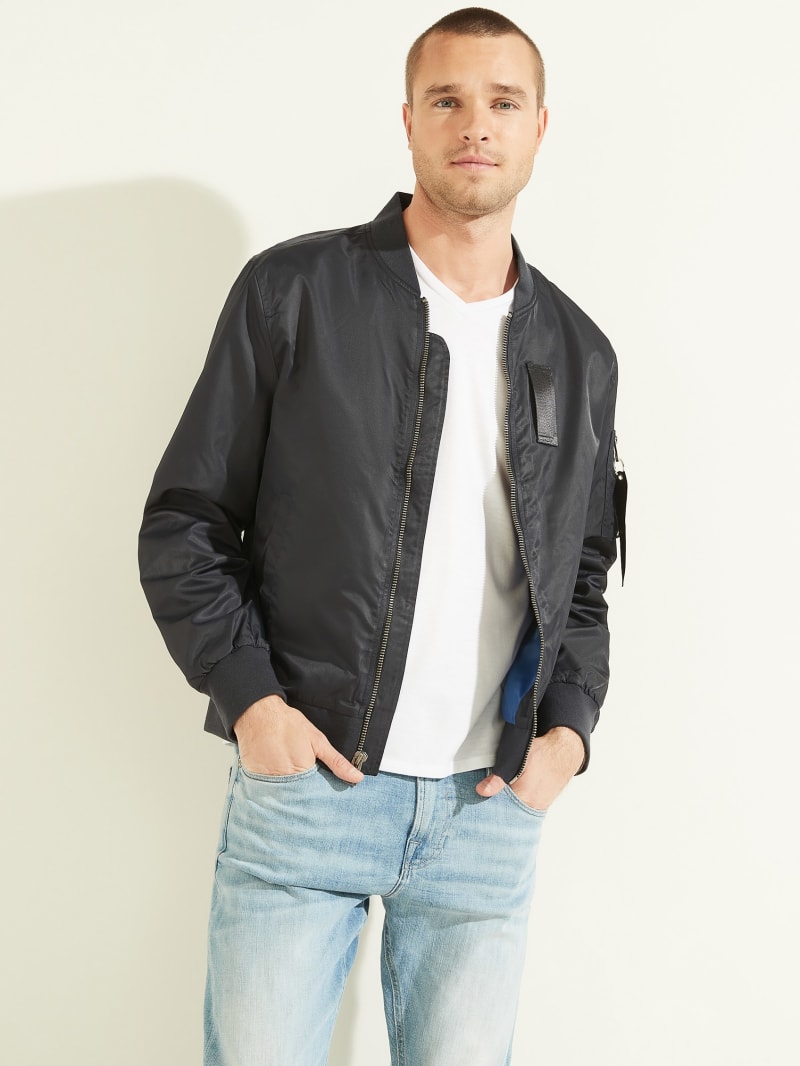 Guess Nylon Flight Jacket - Bleu éLéGant