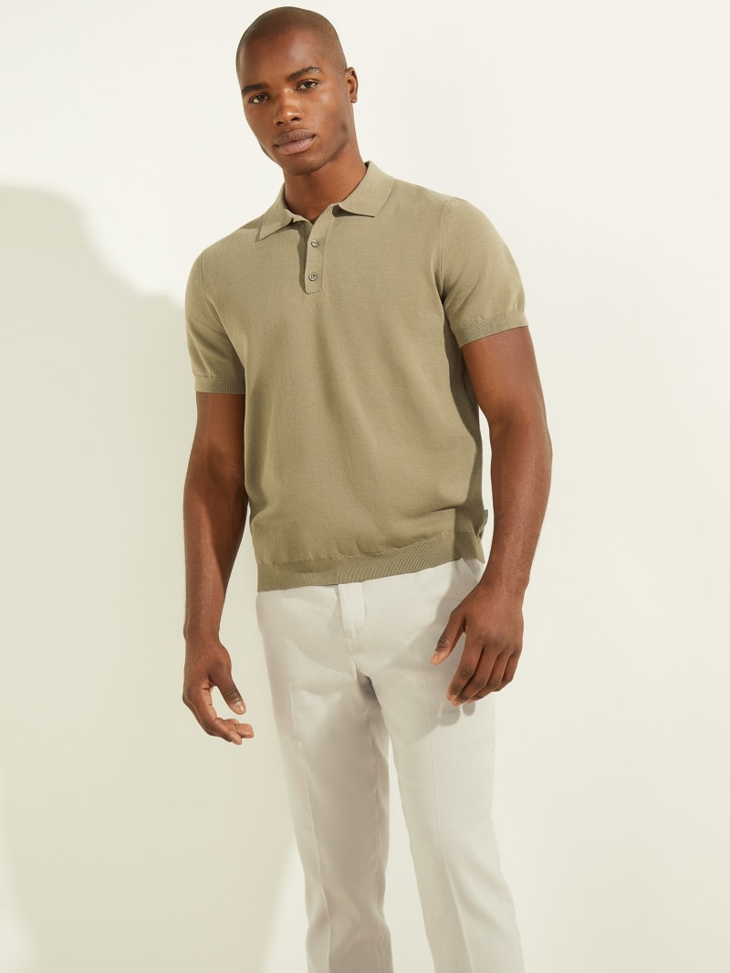 Guess Formal Performance Sweater Polo - Mossy Green