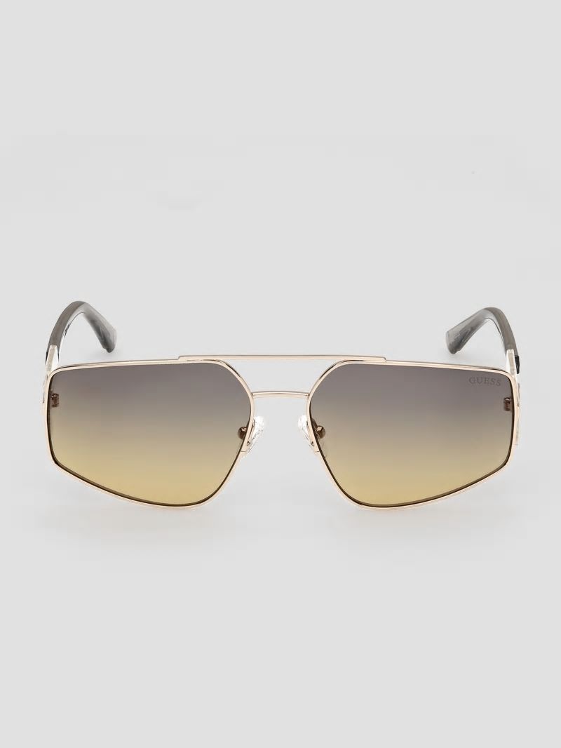 Guess Crystal Side Navigator Sunglasses - Gld