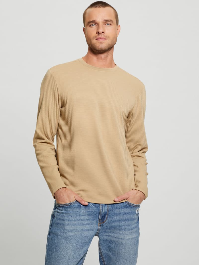 Guess Textured Long-sleeve Tee - Uniform Tan