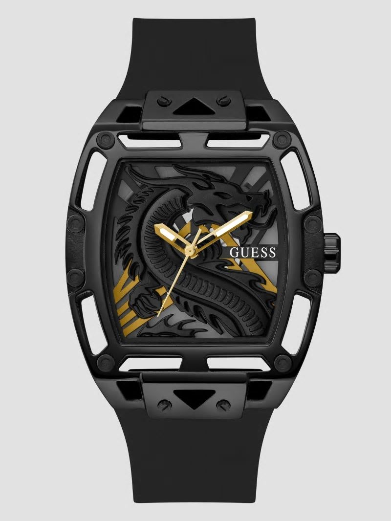 Guess Black Analog Silicon Watch - Black Snakeskin