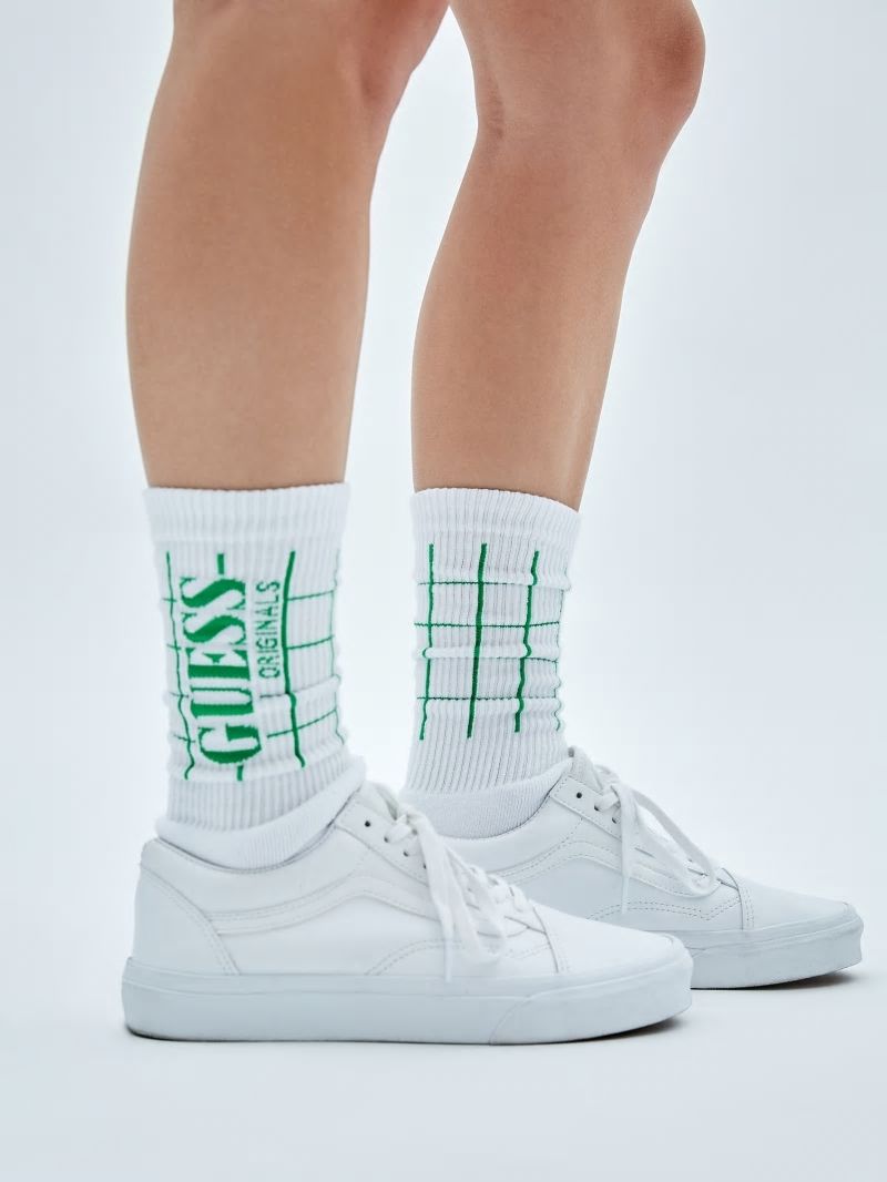 Guess GUESS Originals Grid Crew Socks - Pure White Multi