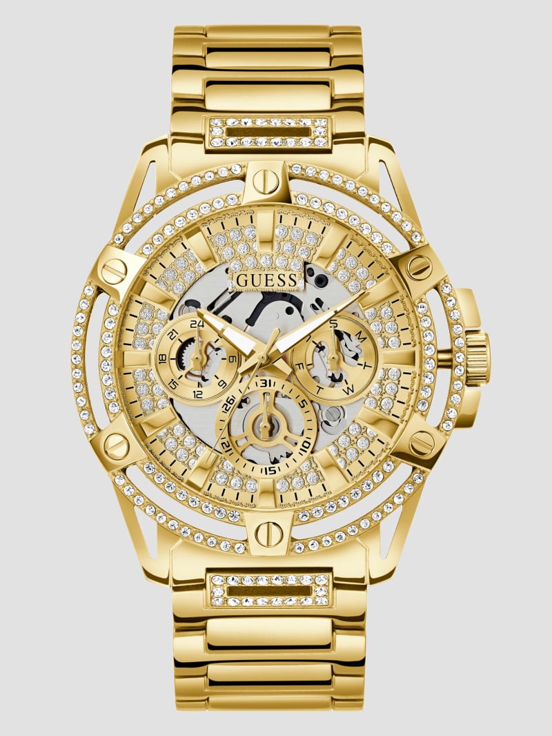 Guess Gold-Tone Rhinestone Cut-Through Watch - Gold