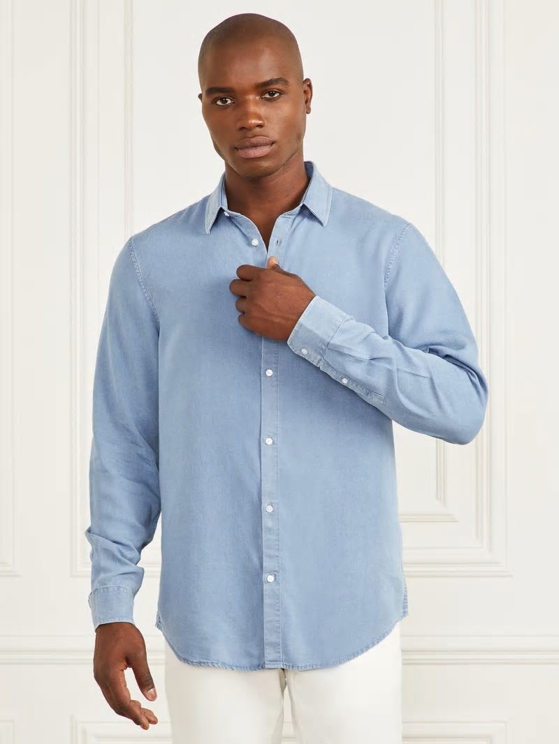 Guess Joe Notched Cuff Shirt - Light Wash.