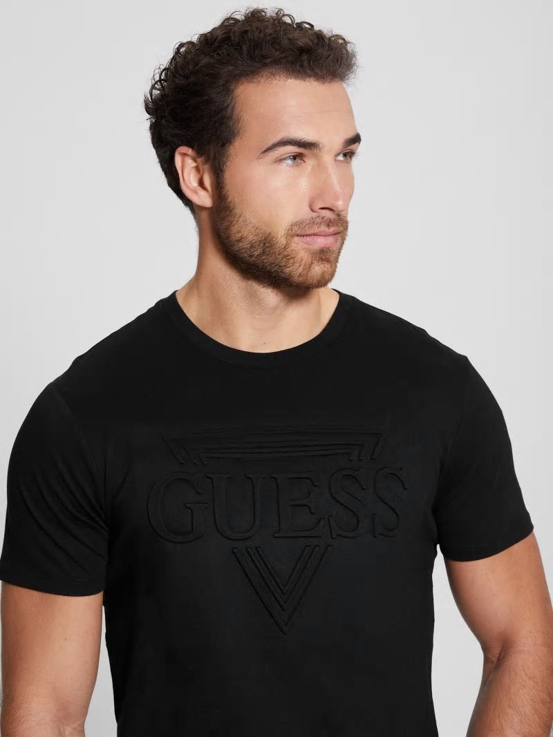 Guess Eco Embossed Logo Tee - Black