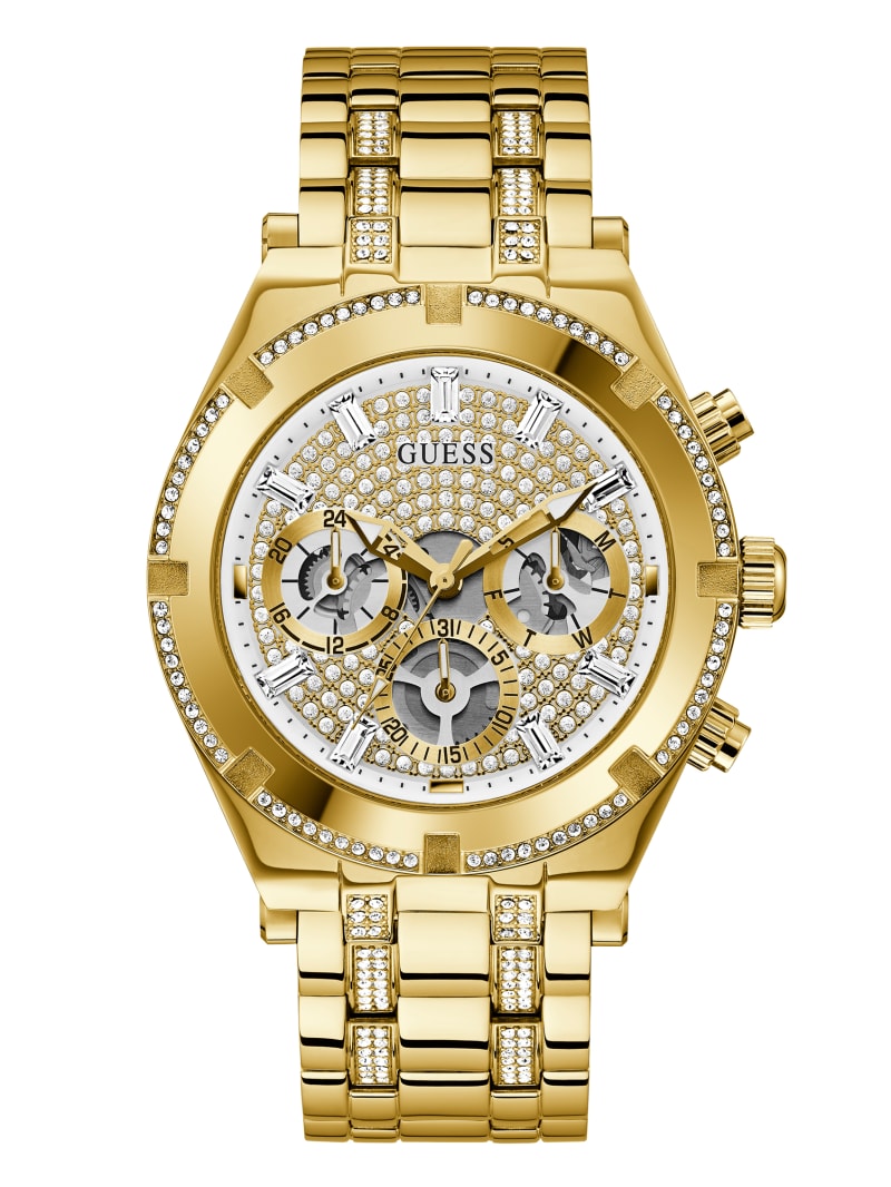 Guess Gold-Tone Rhinestone Multifunction Watch - Gold