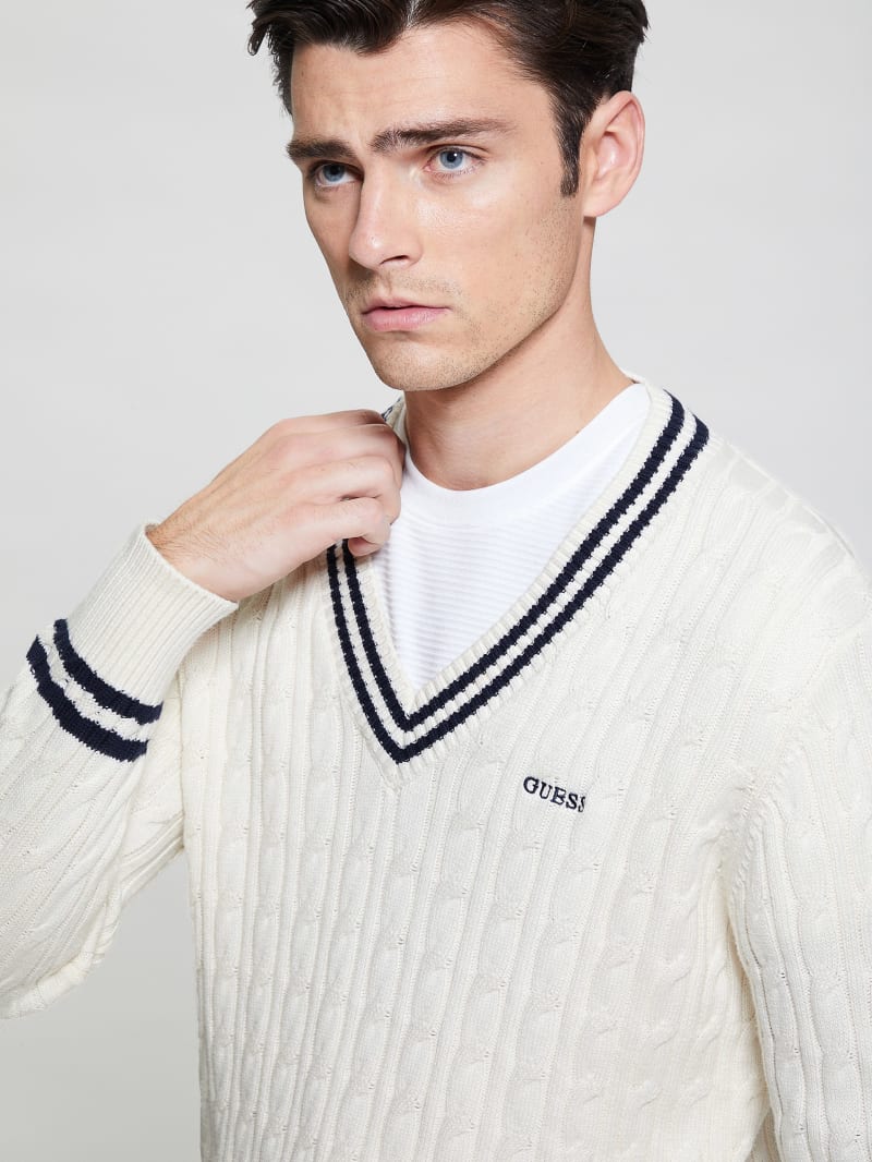 Guess Eco Briscoe Embroidered Sweater - Salt White