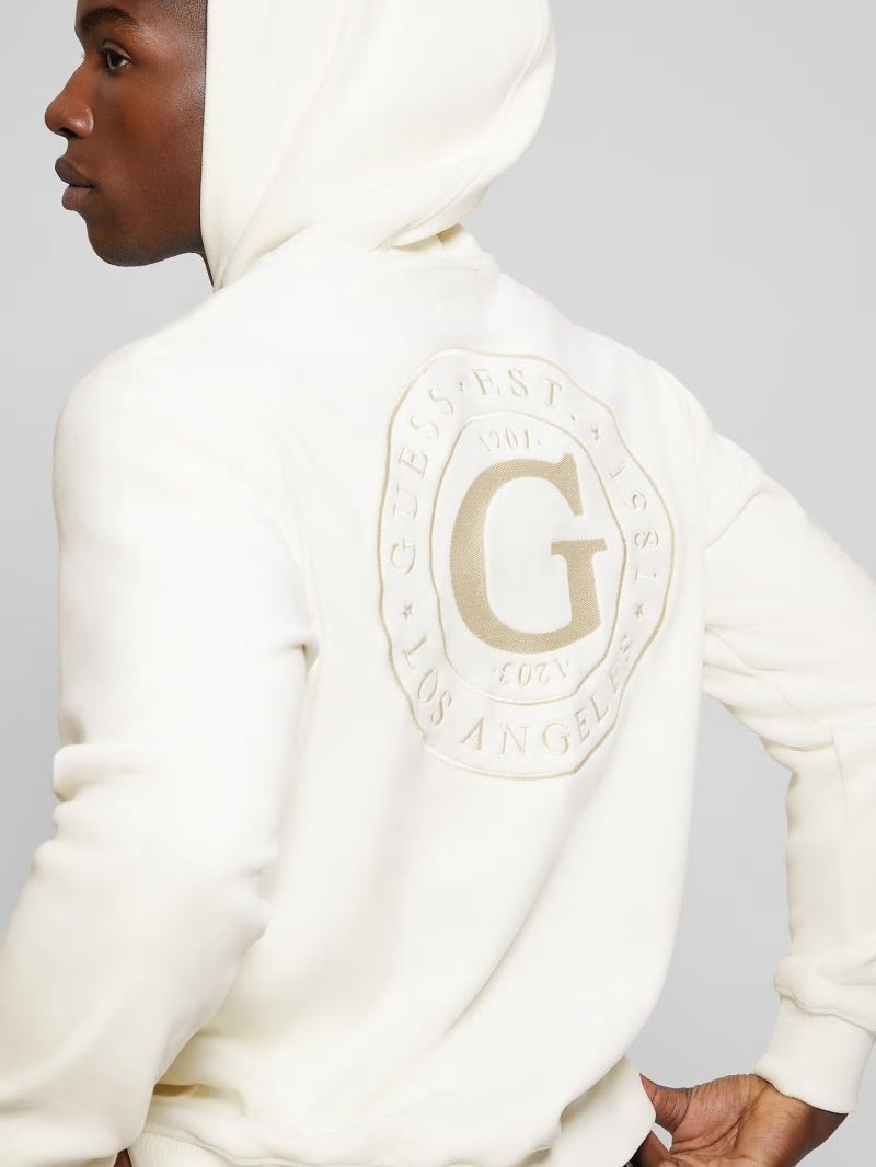 Guess Bonded Velvet GUESS Hoodie - Salt White