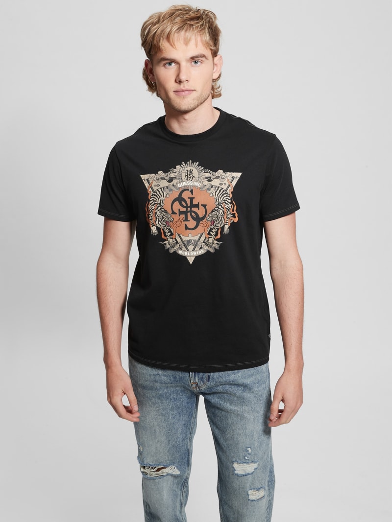 Guess Tri-Tiger Emblem Tee - Black