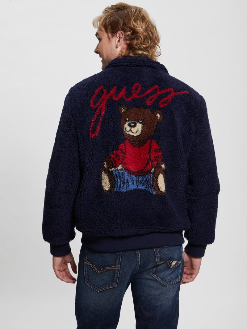 Guess Bear Sherpa Jacket - Bleu éLéGant