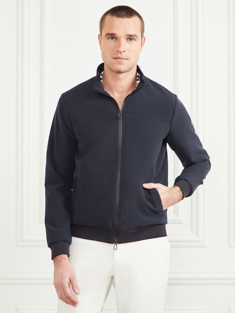 Guess Logo Zip-Up Jacket - Bleu éLéGant