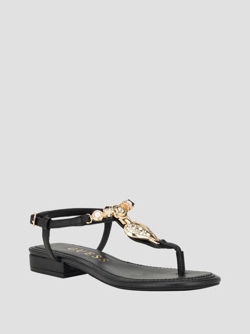 Guess Jiarella T-Strap Signature Sandal - Black 001