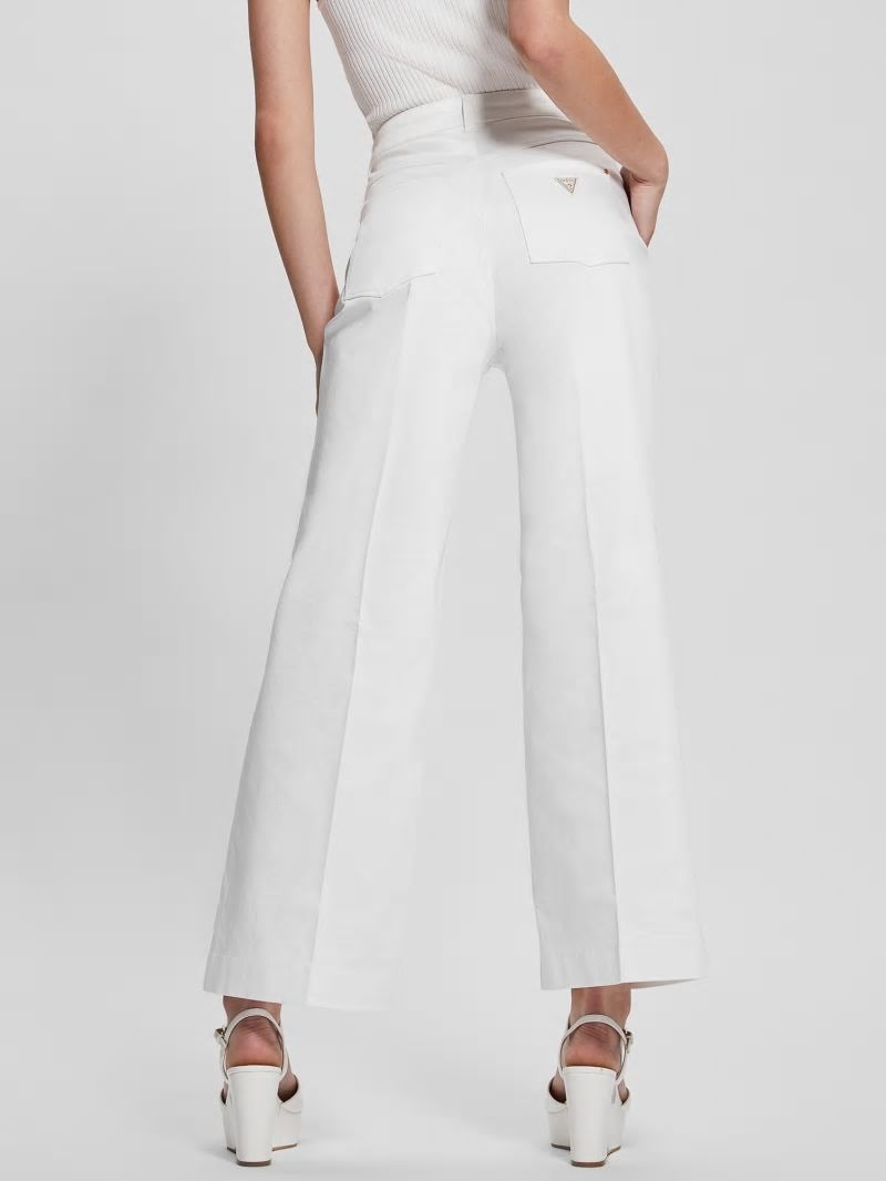 Guess Darma Satin High-Rise Wide-Leg Pants - Pure White