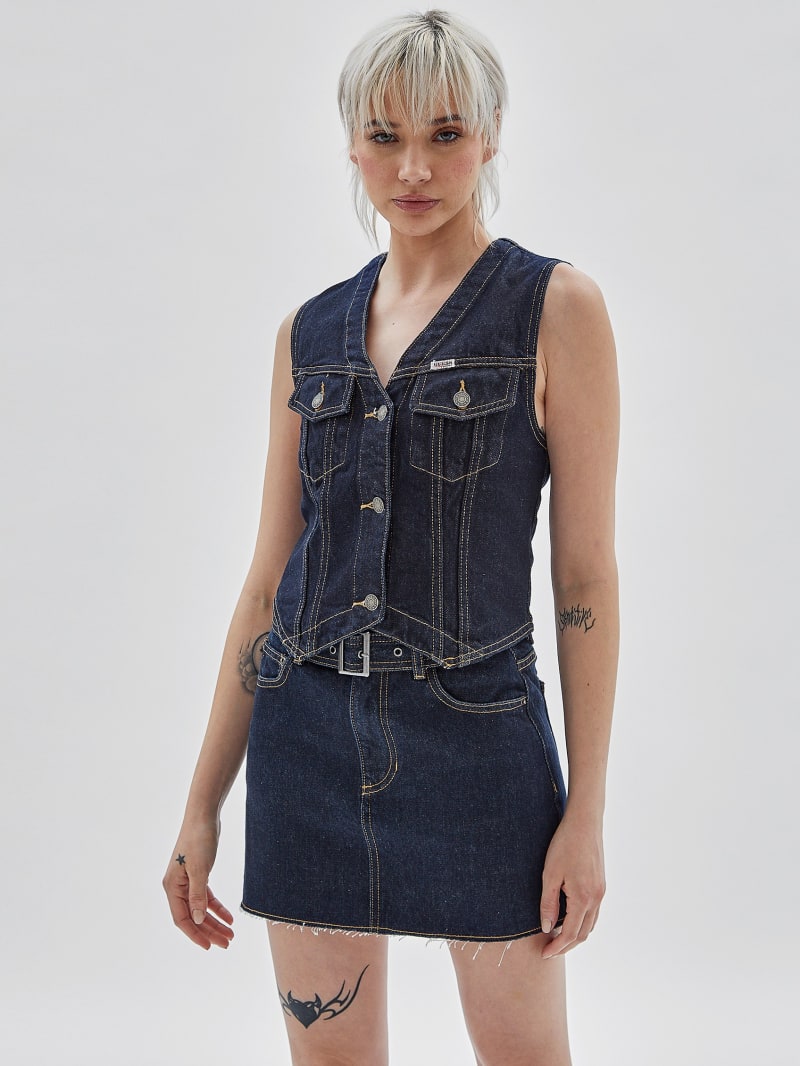 Guess GUESS Originals Denim Vest - Go Vintage Dark Wash