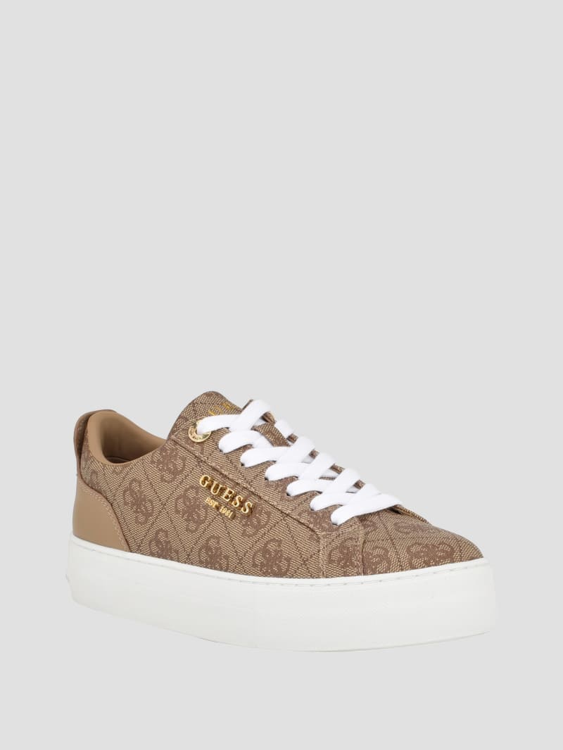 Guess Logo Print Low-Top Sneakers - Light Natural 110