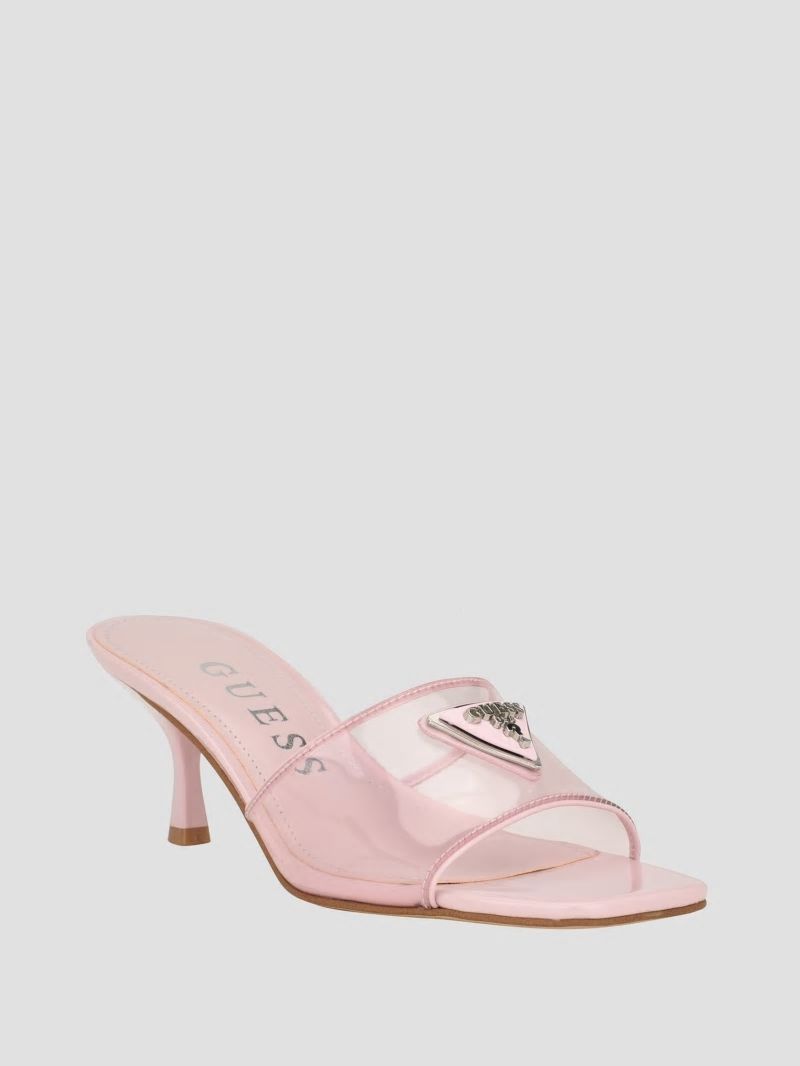 Guess Lusie Triangle Clear Kitten Mules - Light Pink 680