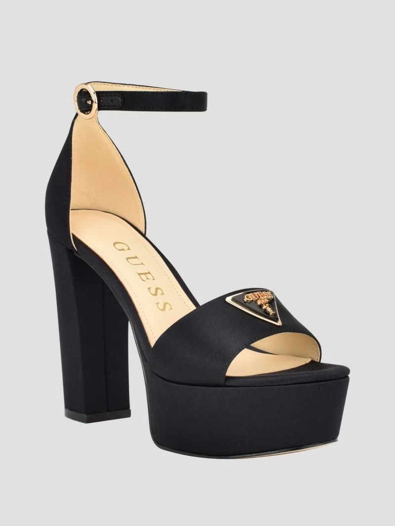 Guess Setone Satin Signature Platform Heels - Black 001