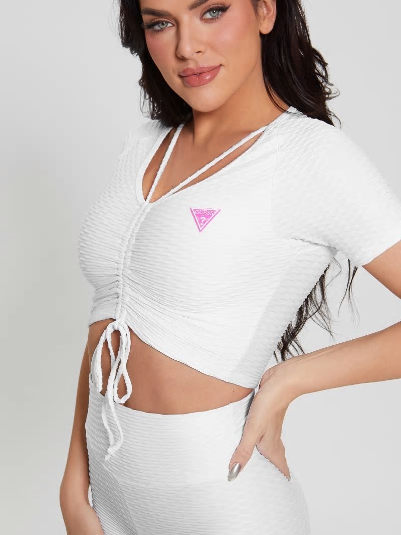 Guess Eco Delma Active Crop Top - Pure White