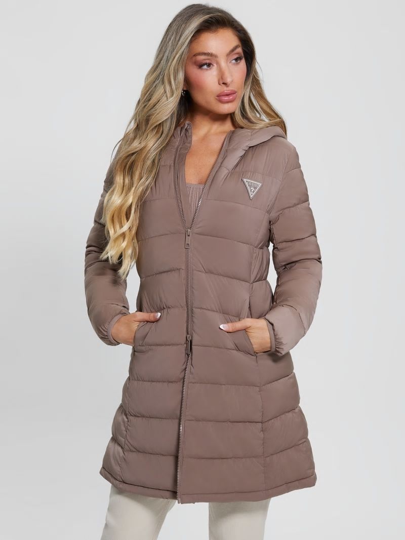 Guess Aleta Long Puffer Jacket - Soft Mink