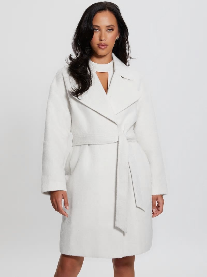 Guess Eco Patrizia Belted Coat - Cream White