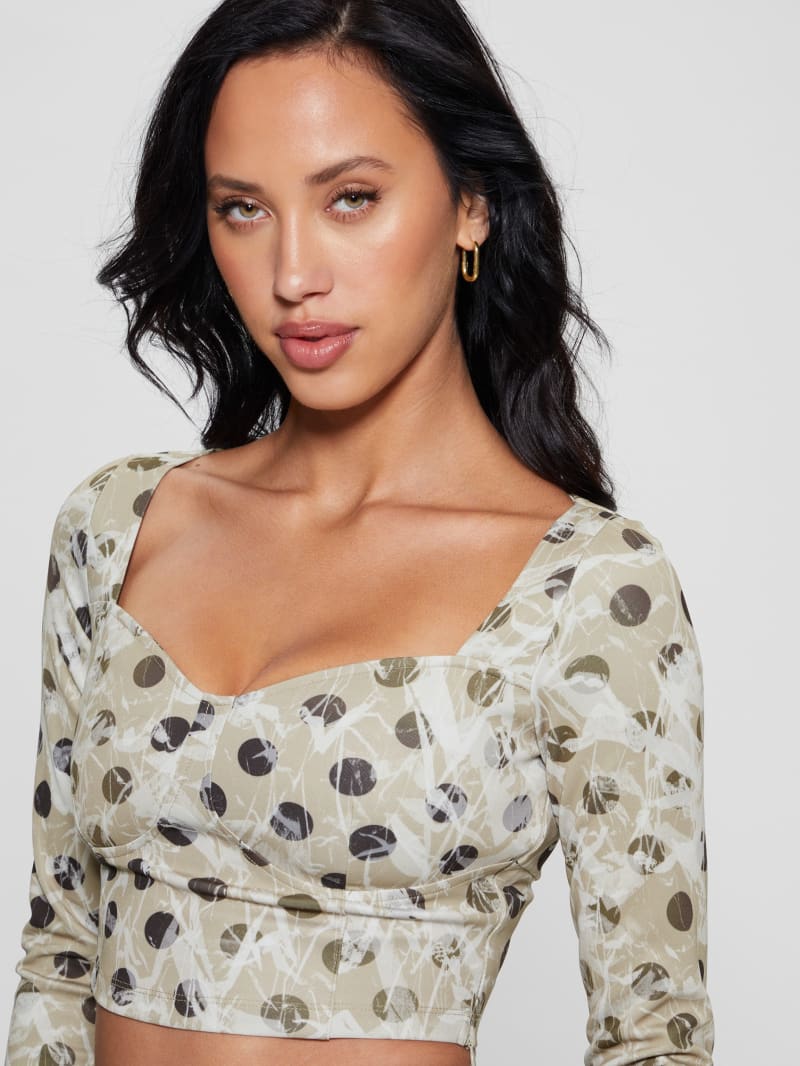 Guess Amy Crop Top - Sandy Polka Dots