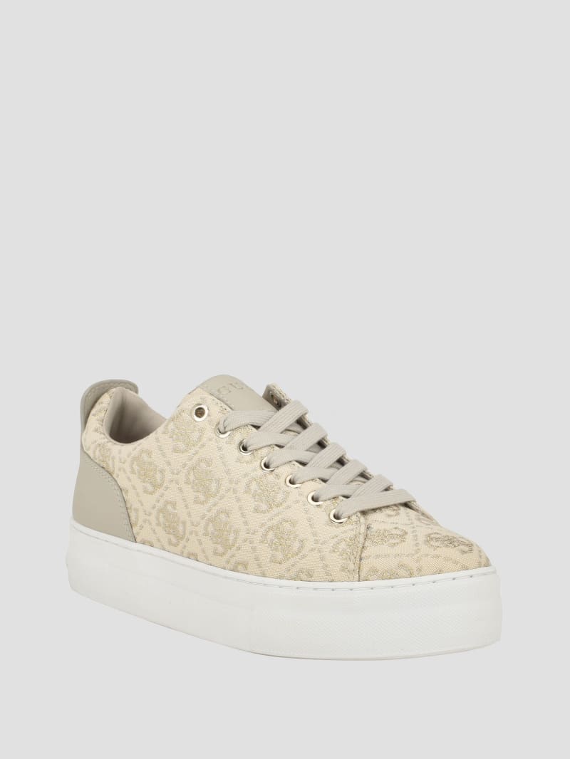 Guess Giaa Logo Print Low-Top Sneakers - Gold